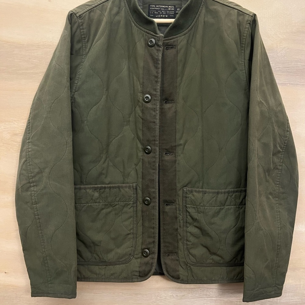 J. Crew Men's Military Green Quilted Jacket